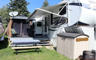 SOLD 5th Wheel, leased lot, deck, gazebo and storage – VGC